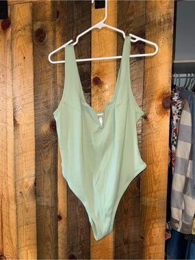 H&M Mint Green Ribbed One-Piece Swimsuit